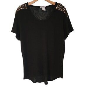 Nouvida Sweater Women’s Black‎ Gold Studded Embellished Lightweight Sz L